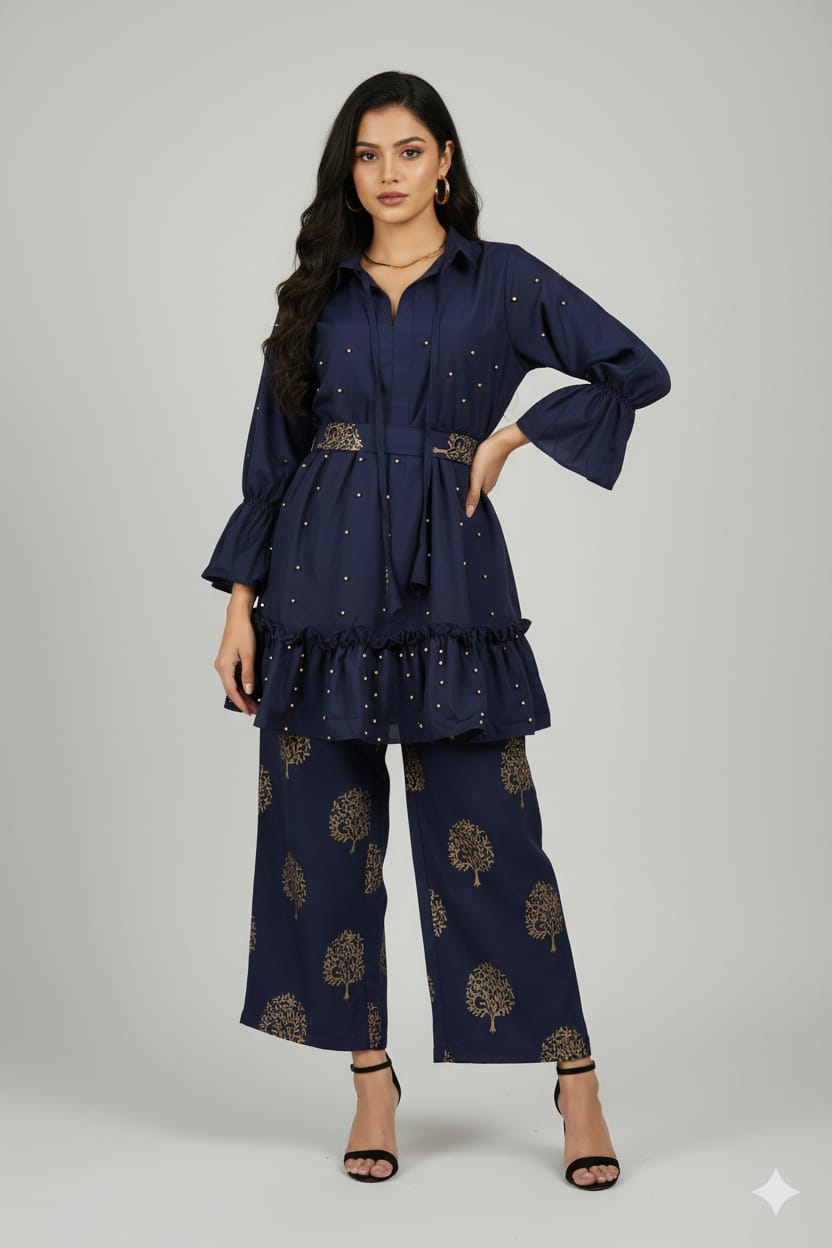 👗 Moti Charm — Western Top & Plazo Set 👗