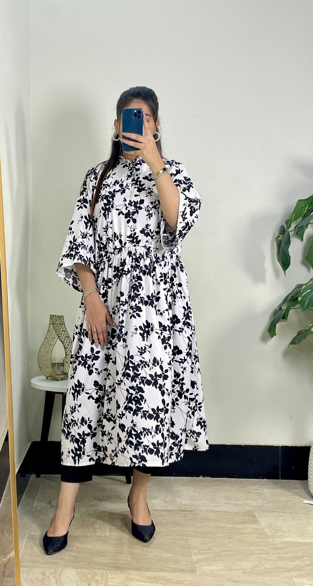 Aroma-frill frock Winter Sapphire Cotton