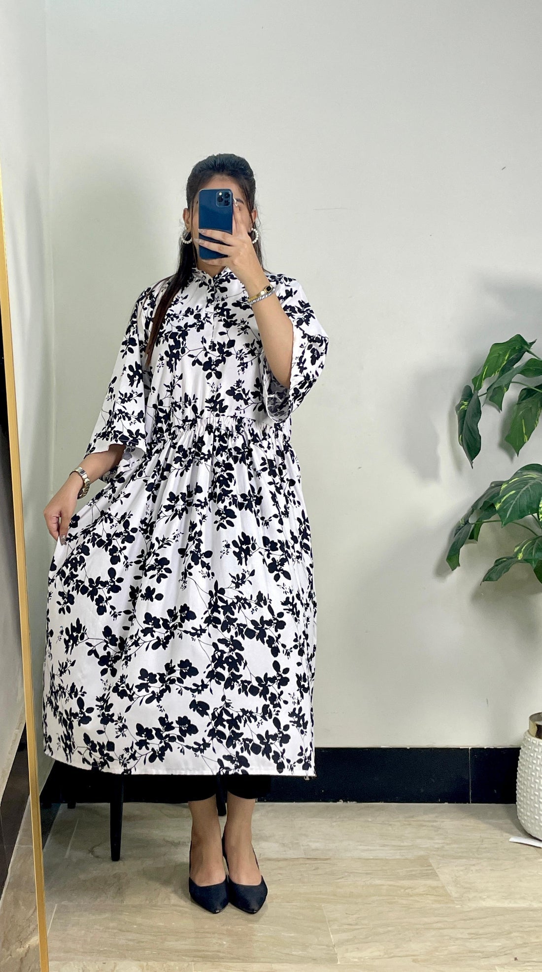 Aroma-frill frock Winter Sapphire Cotton